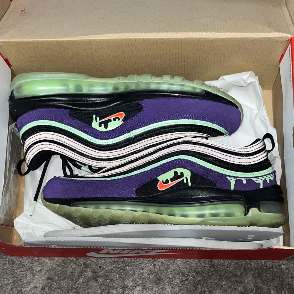Nike Air Max 97 Purple and Black with Green Highlights